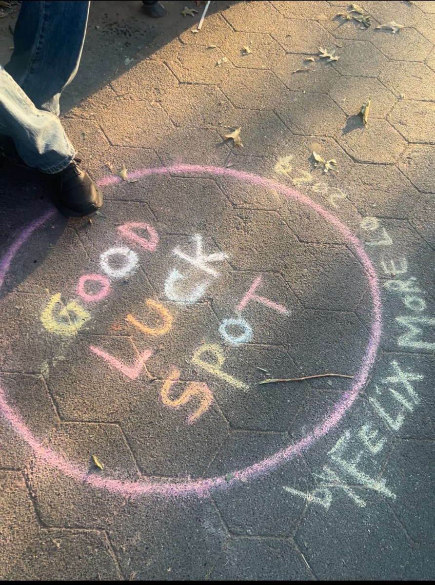 a good luck spot drawn in chalk