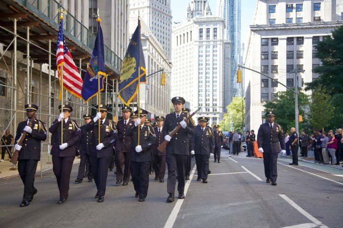 New York State court officers march at 9/11 memorial ceremony