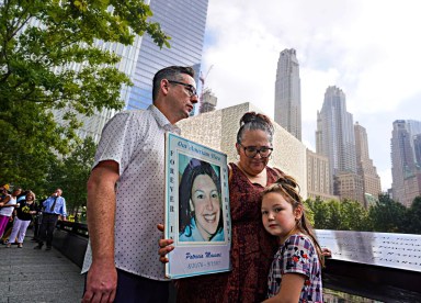 People attending 9/11 memorial ceremony in Lower Manhattan