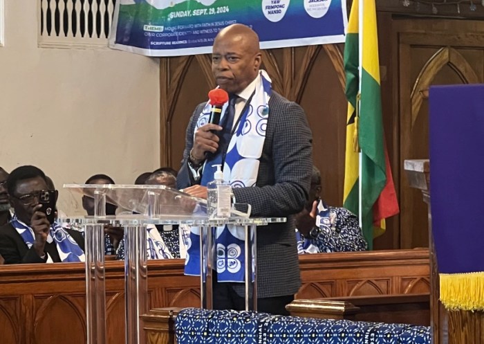 Mayor Adams speaking at Bronx church