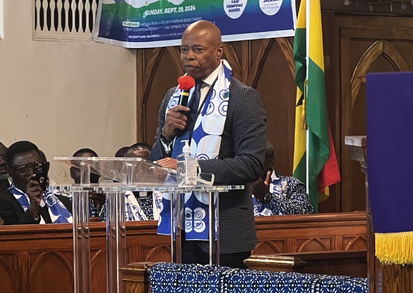 Mayor Adams speaking at Bronx church