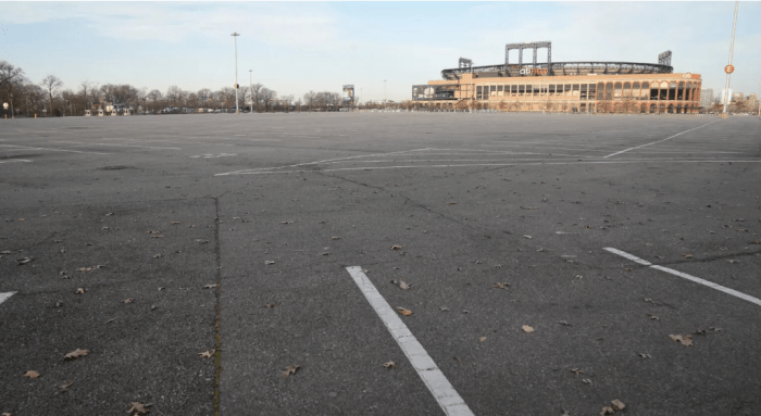 The massive parking lot at Citi Field, where Metropolitan Park would be built