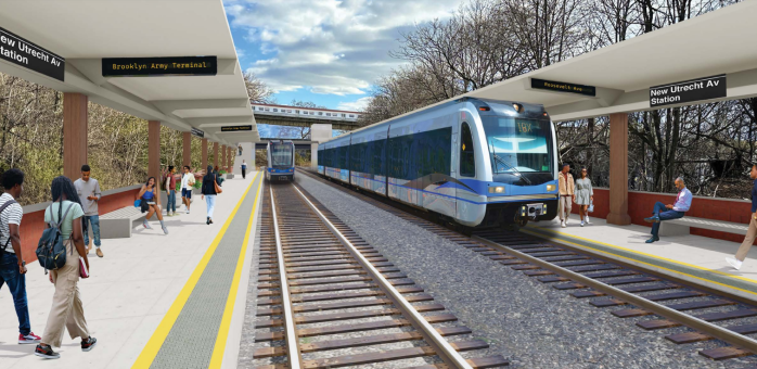 Rendering of Interborough Express light rail