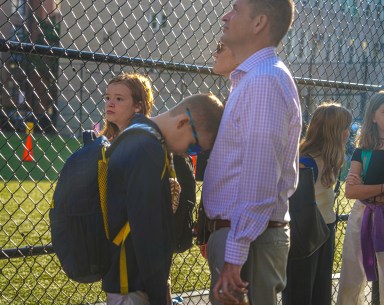 NYC kids on line heading back to school.