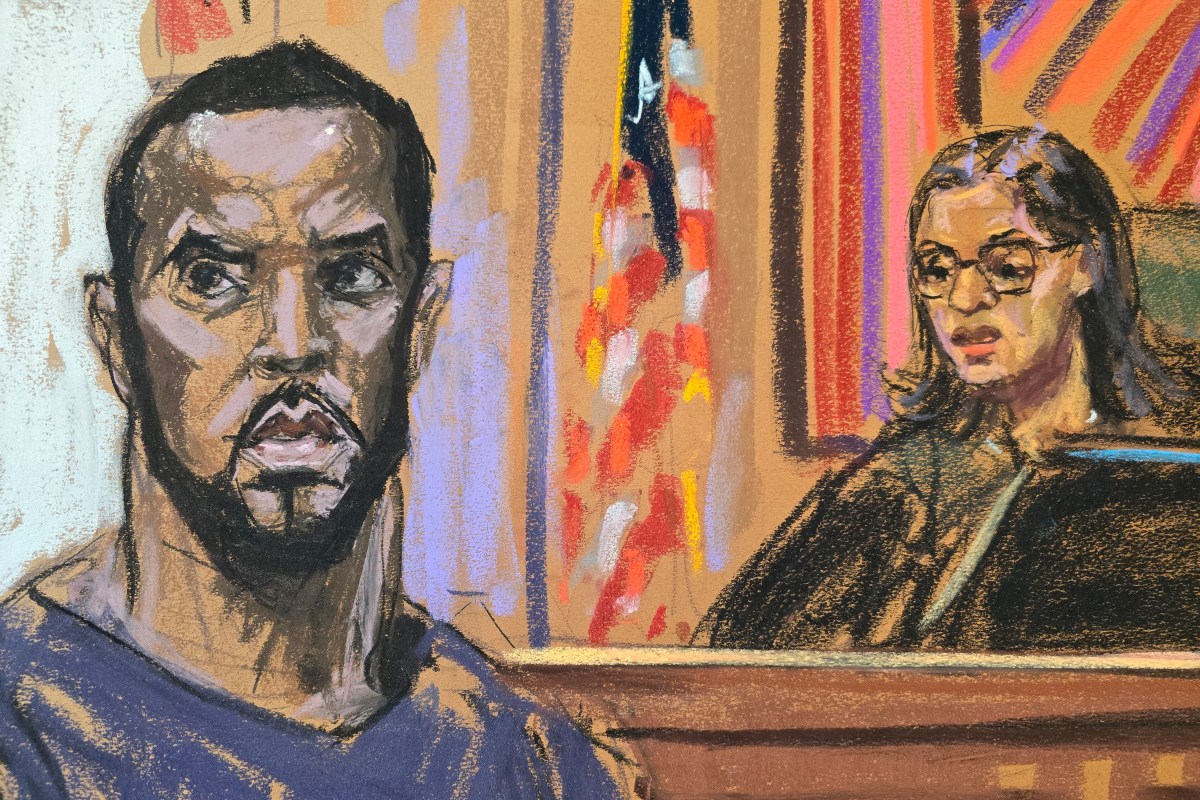 Sean "Diddy" Combs sketch in courtroom after sex trafficking arraignment