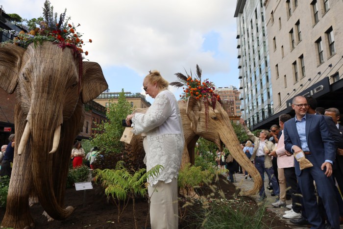 City Council Member, Gale Brewer and Manhattan Borough President, Mark Levine were in attendance to bless the elephants with a showering of flower petals