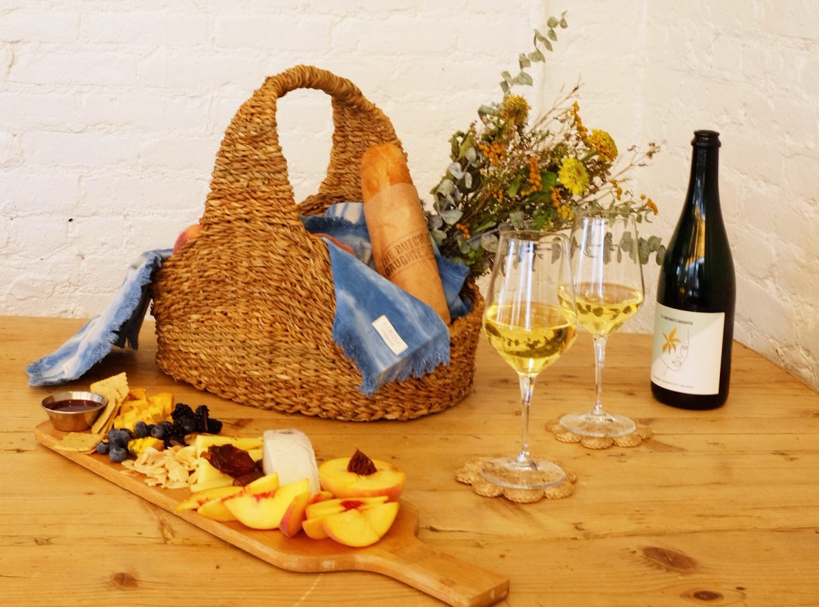 The butcher's daughter's snack pack picnic set with wine and cheese