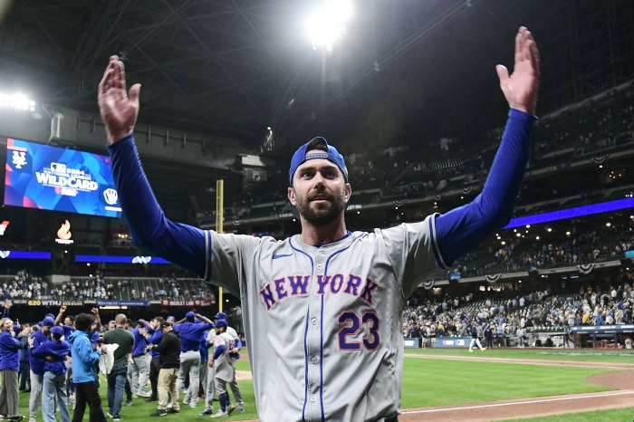 David Peterson celebrates Mets Wild Card win