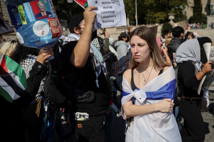 Pro-Israel and Pro-Palestine demonstrators on Oct. 7 anniversary