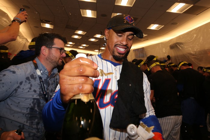 Francisco Lindor celebrate NLDS win Mets