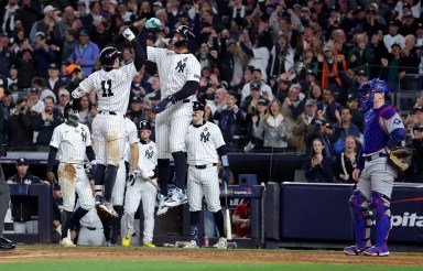 Volpe Judge celebrate grand slam World Series Yankees