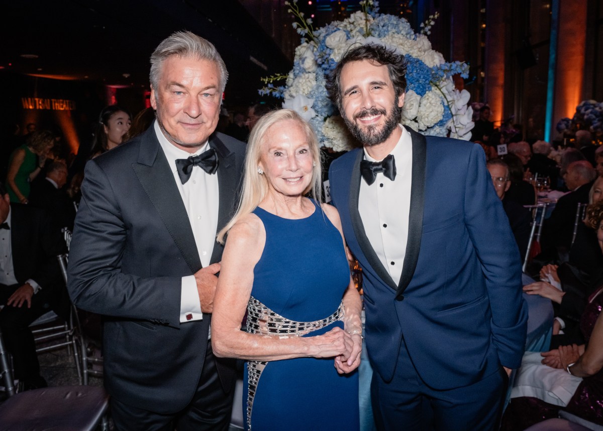 Alec Baldwin, NY Phil Opening Gala Co-Chair Karen LeFrak, and Josh Groban at the New York Philharmonic Gala on Sept. 24, 2024.