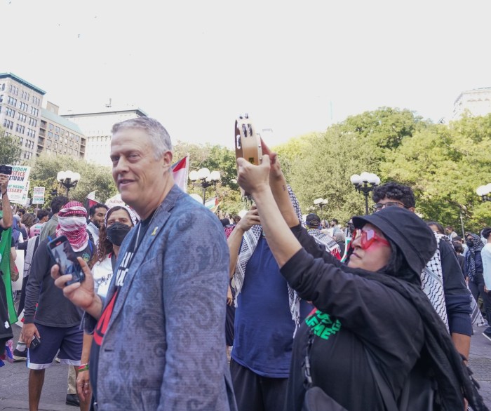 group of protestors at pro-Palestine protest in Union Square