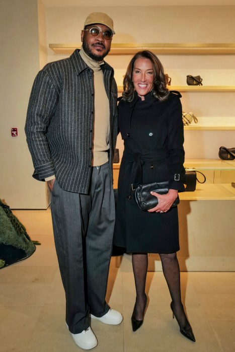 Carmelo Anthony and Laura Dubin-Wander Burberry in Midtown