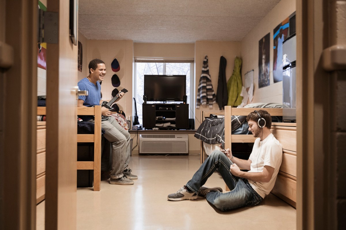 Students relaxing in dorm room