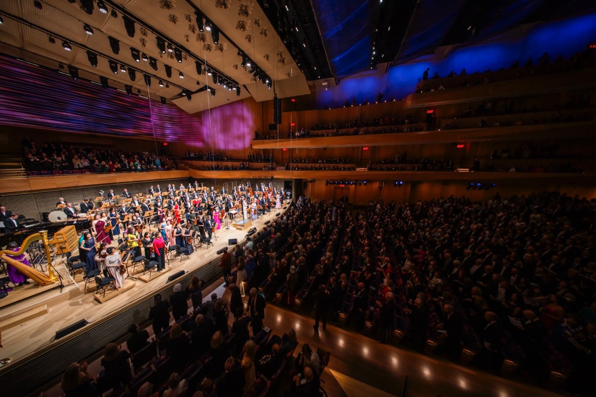 The crowd at David Geffen Hall for the New York Philharmonic Gala on Sept. 24, 2024.