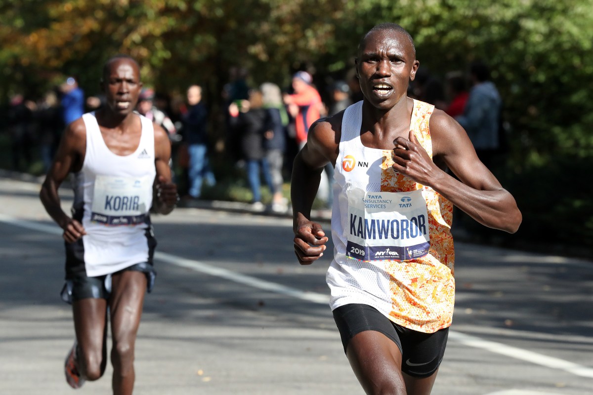 Geoffrey Kamworor during the 2019 NYC Marathon.