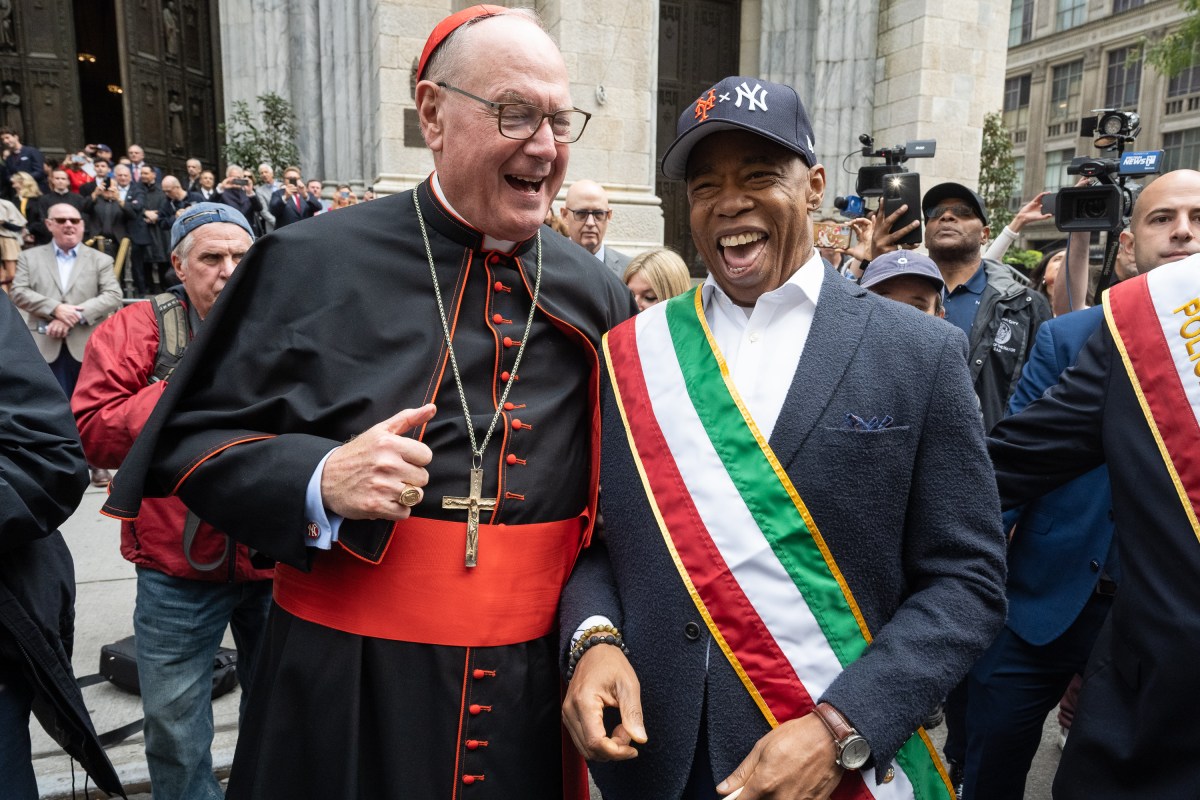 Mayor Adams and Cardinal Timothy Dolan at the Columbus Day Parade