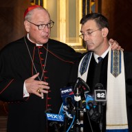 Cardinal Dolan and Rabbi Davidson at shabbat service ahead of Oct. 7 anniversary.