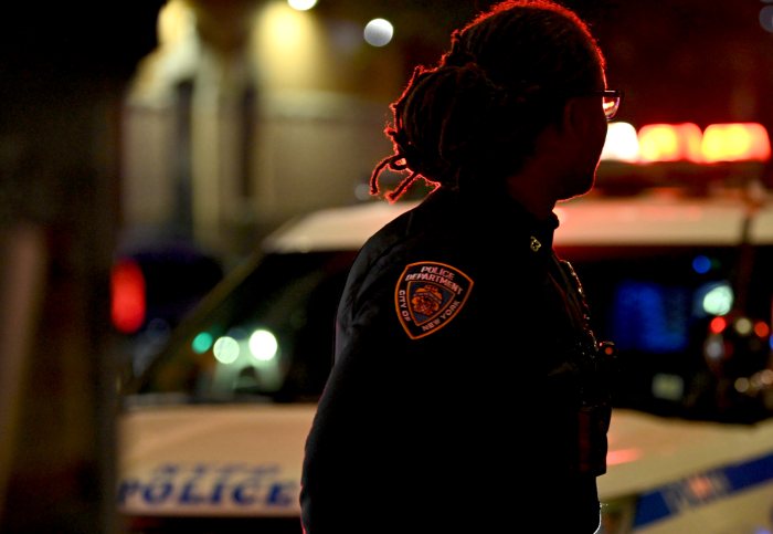 A police officer at a shooting scene