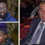 Travor Nurse (top left) and Diamond Minter (bottom left) were arrested on Oct. 7, 2024 in connection with the Upper East Side assault of former Gov. David Paterson (right) and his stepson.