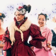 four woman in costumes for Cinderalla show at Upper East Side theater