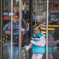 Migrant families at NYC shelter