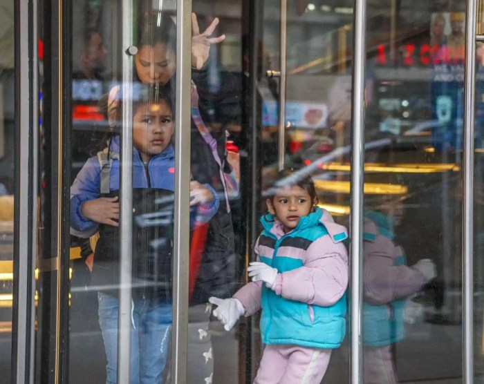 Migrant families at NYC shelter