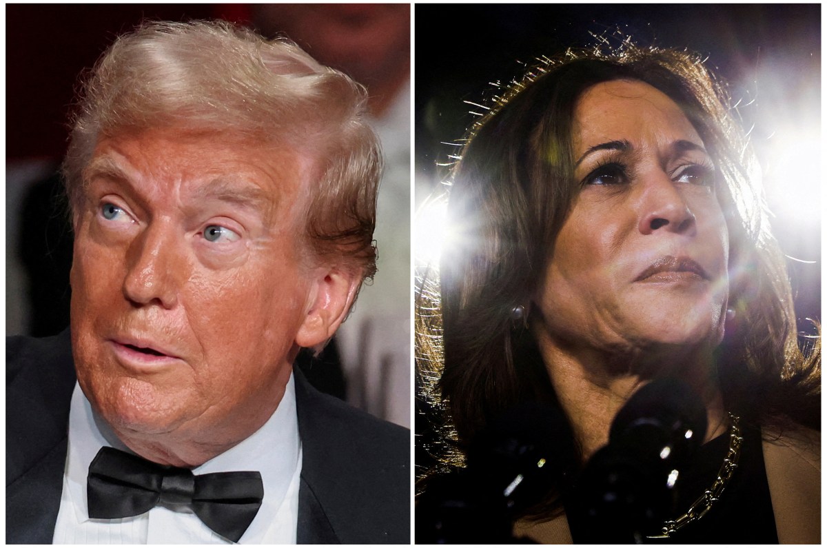 FILE PHOTO: Republican presidential nominee and former U.S. President Donald Trump and Democratic presidential nominee and U.S. Vice President Kamala Harris are seen in a combination of file photographs taken in New York City October 17, 2024 and in Chandler, Arizona, U.S., October 10, 2024.