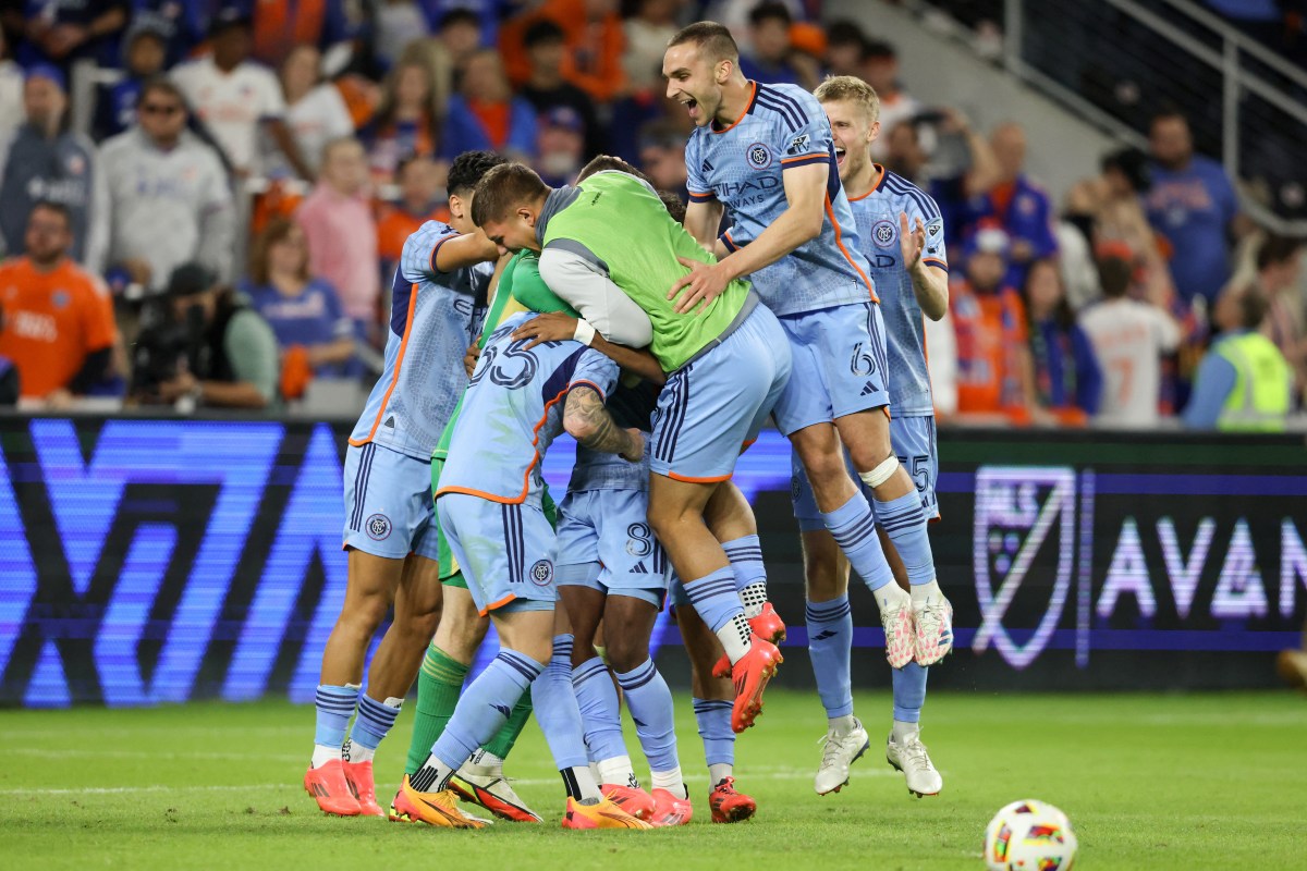 NYCFC celebrates win in MLS playoffs