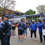 The New York City marathon hub in Central Park was frantically evacuated Friday morning after a suspicious device was discovered near the finish line, authorities confirmed.