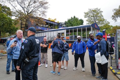 The New York City marathon hub in Central Park was frantically evacuated Friday morning after a suspicious device was discovered near the finish line, authorities confirmed.