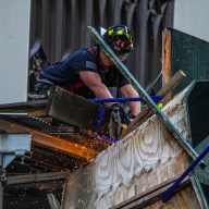 Firefighter helps at Chelsea sidewalk shed collapse