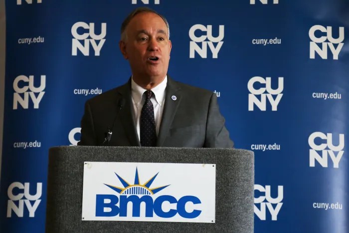 CUNY Chancellor Félix V. Matos Rodríguez spoke with members of the New York City Council Higher Education Committee during the hearing.