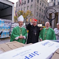 Cardinal Dolan blessing food donations