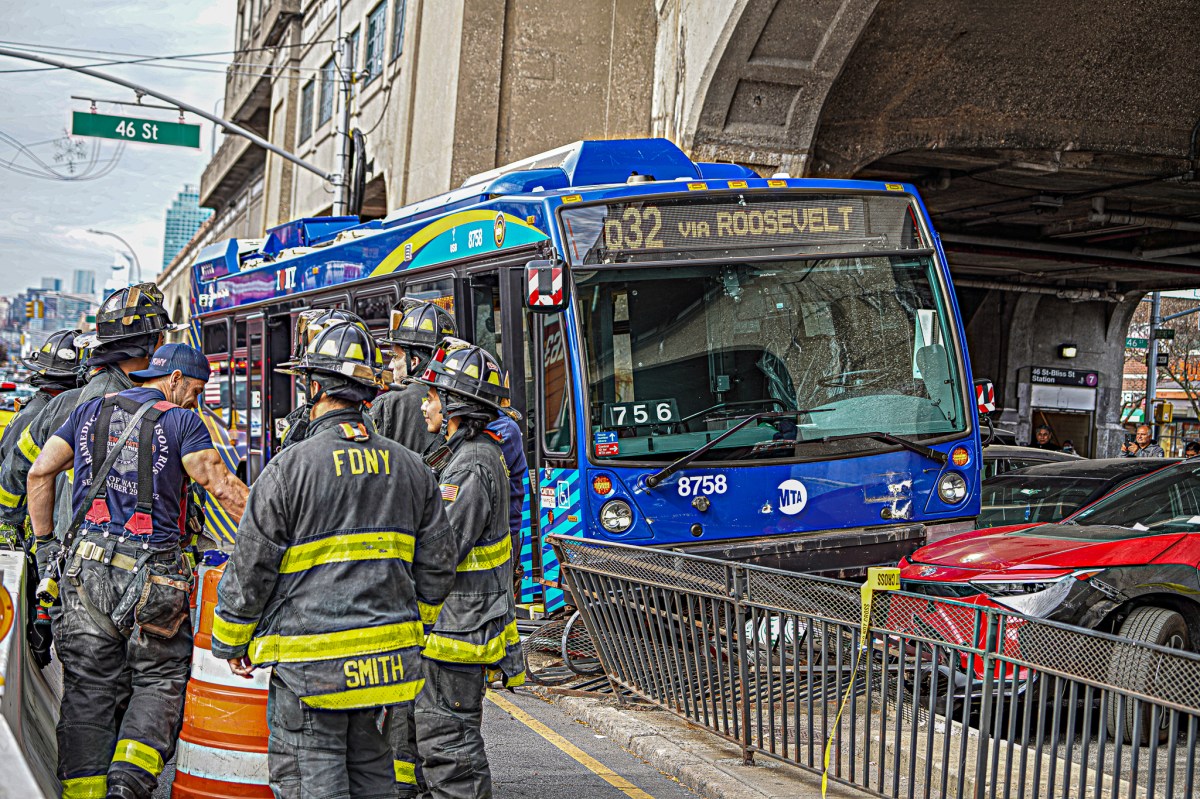 Several passengers on board a Queens bus were injured when the driver suffered a medical episode and lost control of the vehicle, which crashed into a number of parked vehicles, authorities said. 