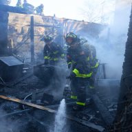 Firefighters battle Queens fire