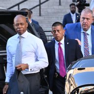 Mayor Eric Adams exits federal court following a Nov. 1 conference in his federal corruption case. District Court Judge Dale Ho set an April 21, 2025 trial date for Adams.