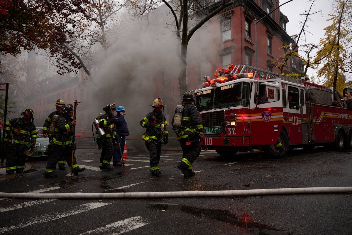 Smoke from Brooklyn two-alarm fire on Thanksgiving Day