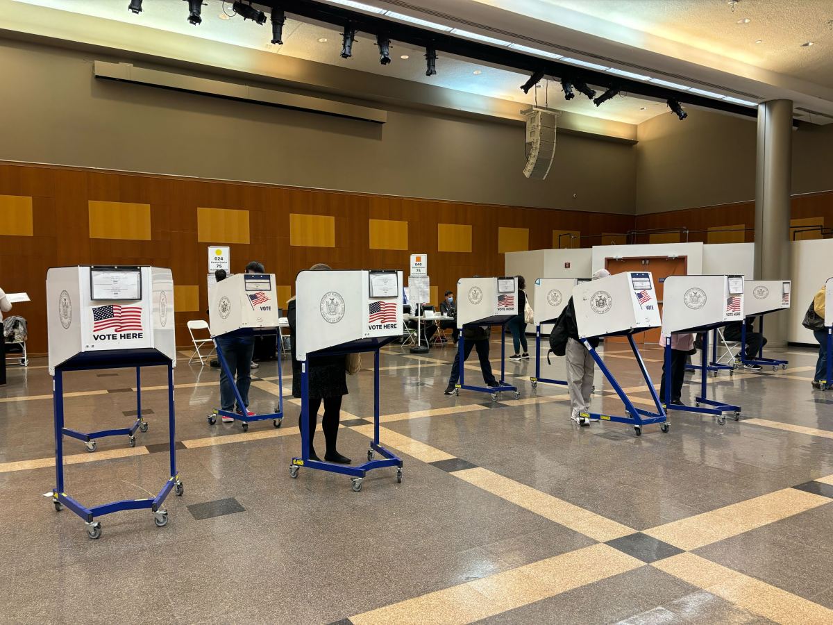 Turnout was steady during Election Day voting at the Fashion Institute of Technology's Feldman building in Manhattan on Nov. 5, 2024.