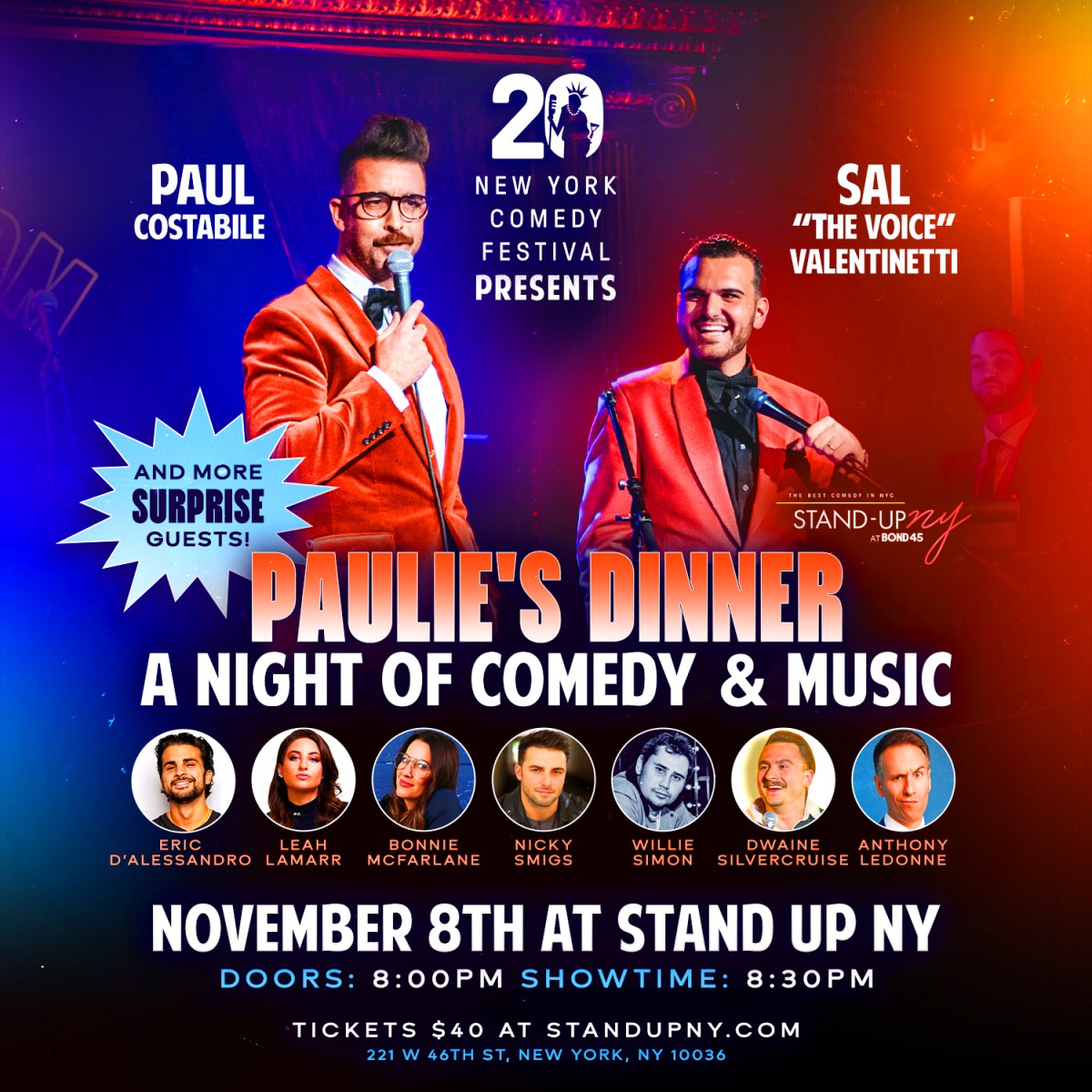 a flyer for paulie's dinner