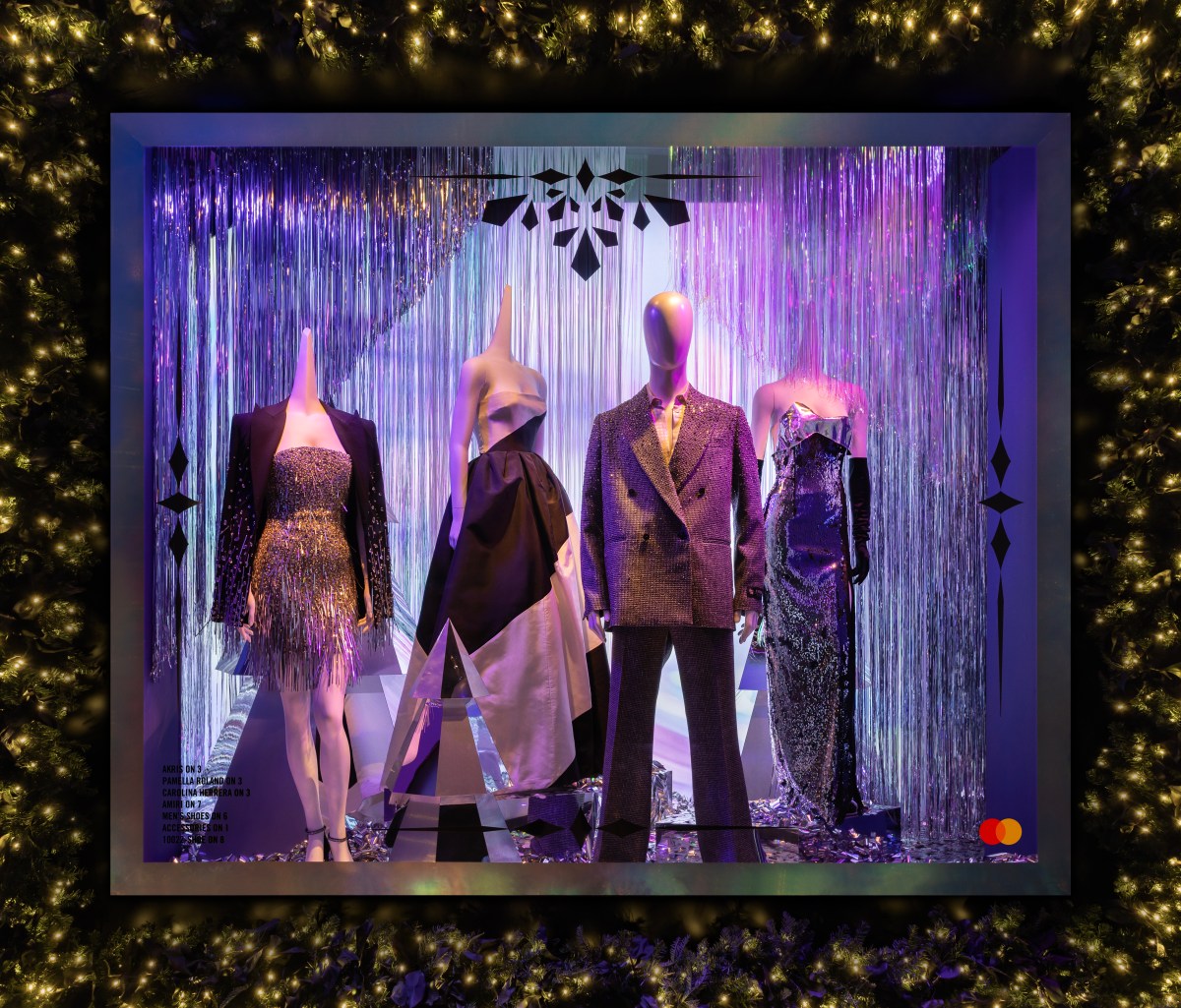 Saks 2024 Holiday Windows Pamella Roland, Carolina Herrera, AMIRI, Akris