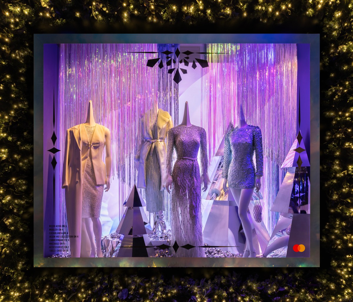 Saks 2024 Holiday Windows Reem Acra, Mugler, Casablanca, Jason Wu Collection, Zimmermann, Mackage