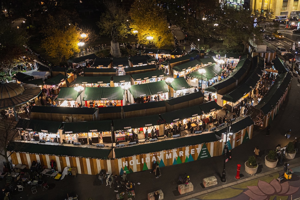 Union Square Holiday Market as seen from above