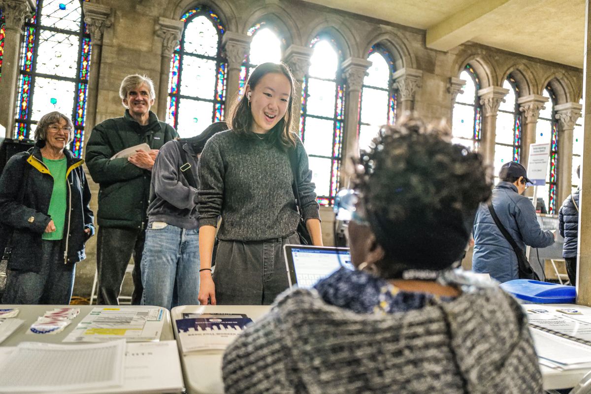 Voters on line Election Day presidential race Harris Trump