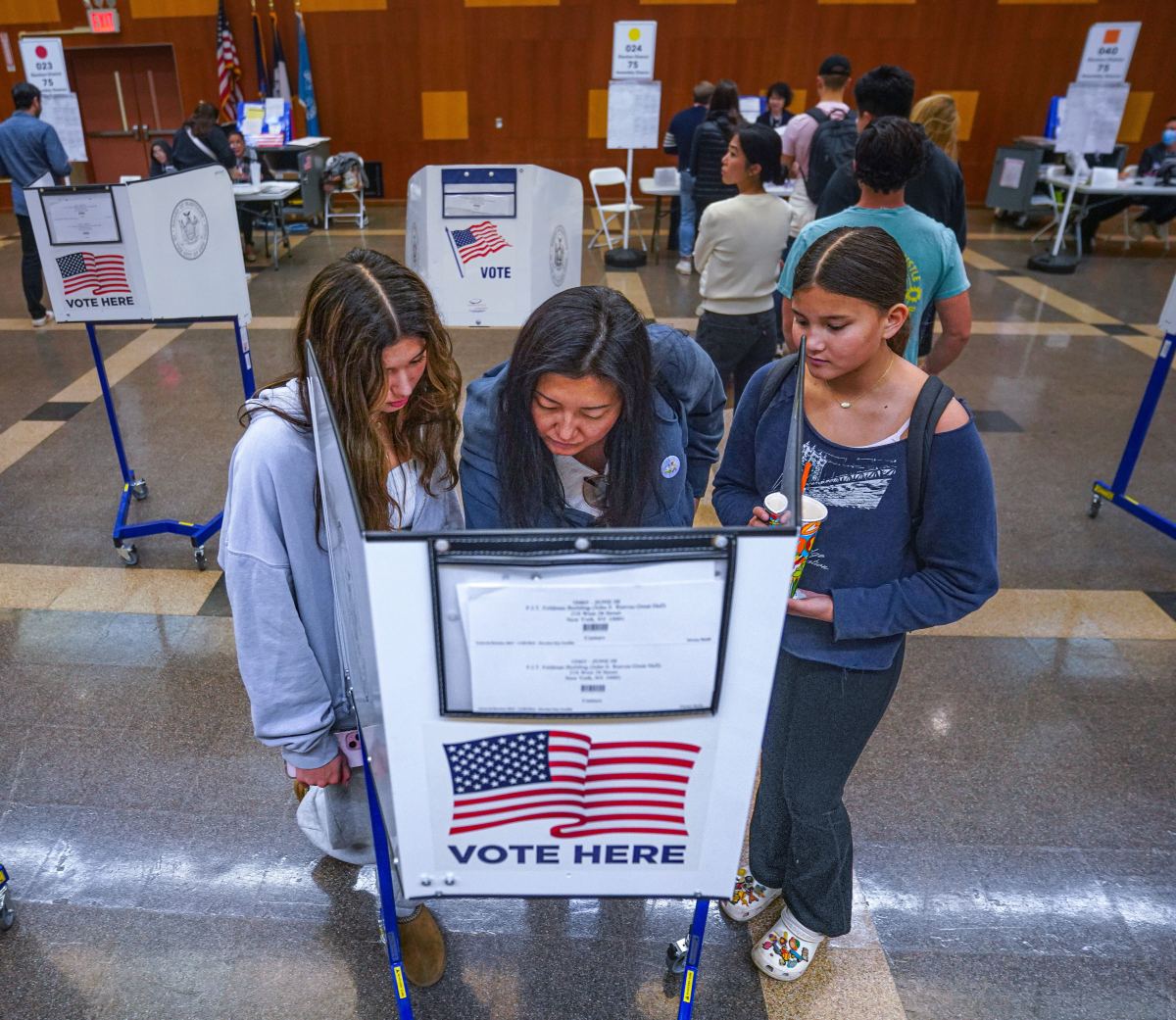 New Yorkers voting on Election Day in Manhattan