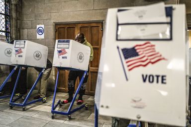 Election Day 2024 voting at Riverside Church in Harlem on Nov. 5, 2024.