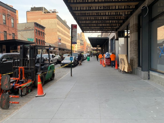 sidewalk with awnings in the Meatpacking District in Manhattan