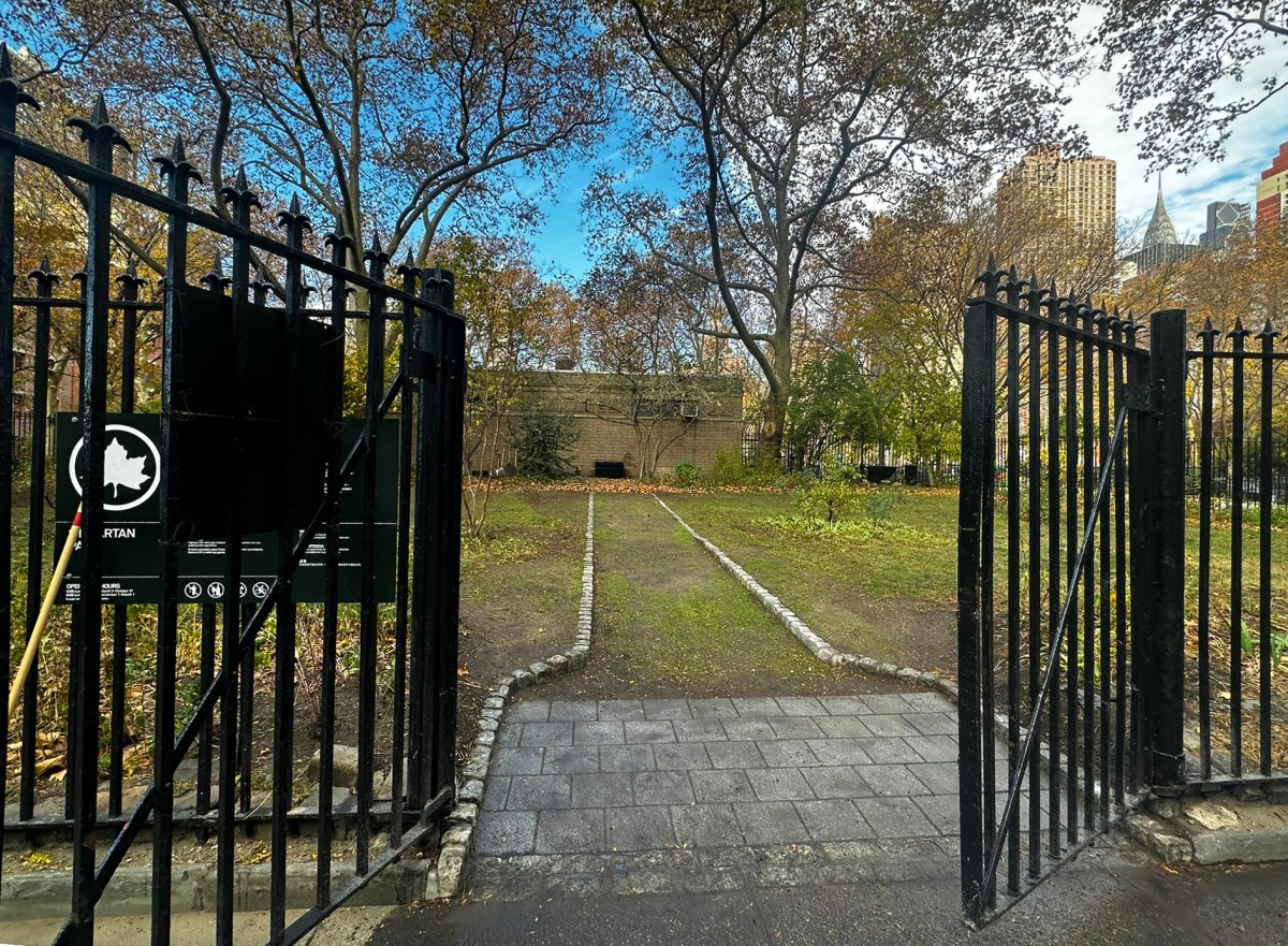 entrance into St. Vartan Park with an iron gate