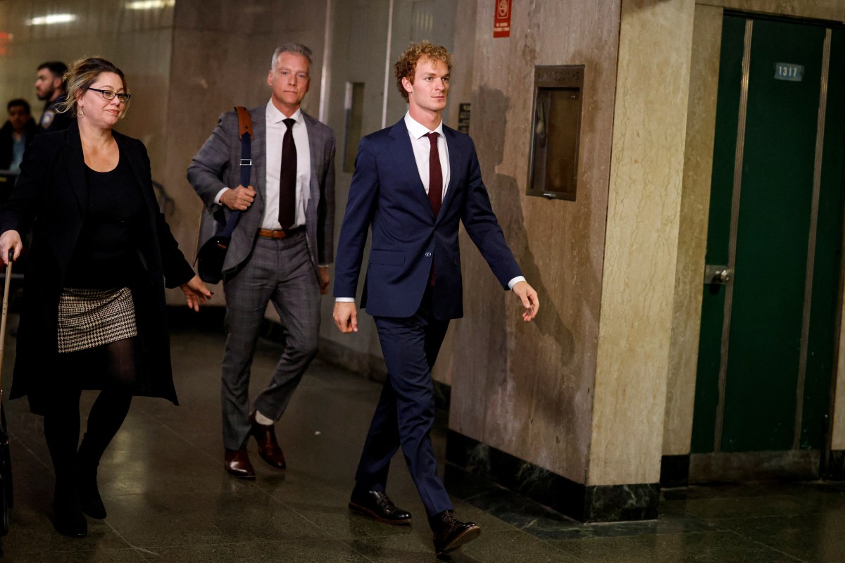 Daniel Penny with lawyers at court during jury deliberations